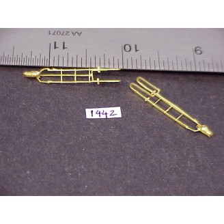 1442 -HO Caboose ladders, w/ curved tops, 1" long x 3/16W - Pkg. 2